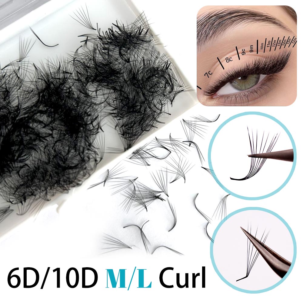 500 Fans 6D 6mm 10D M L Specia - Eyelash Extension Fox Eye recension och pris